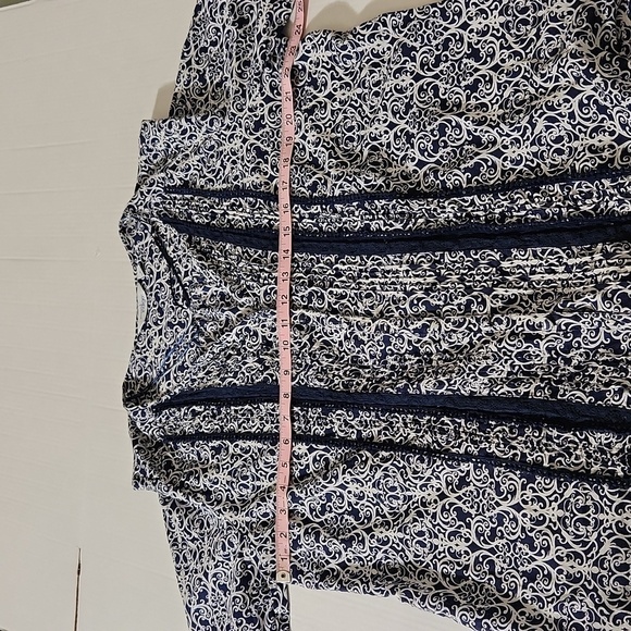 Great Northwest Womens Size XL Blue Pin Tuck Lace Accent Button Down Peasant Top - Picture 11 of 14